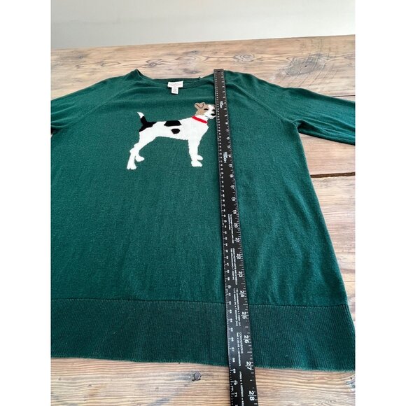 St Johns Bay Jack Russell Terrier Dog Sweater Womens XL Green Crewneck - Picture 6 of 6